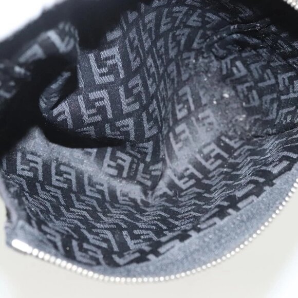 FENDI Zucchino Canvas Pouch Black Silver Auth - Picture 13 of 16